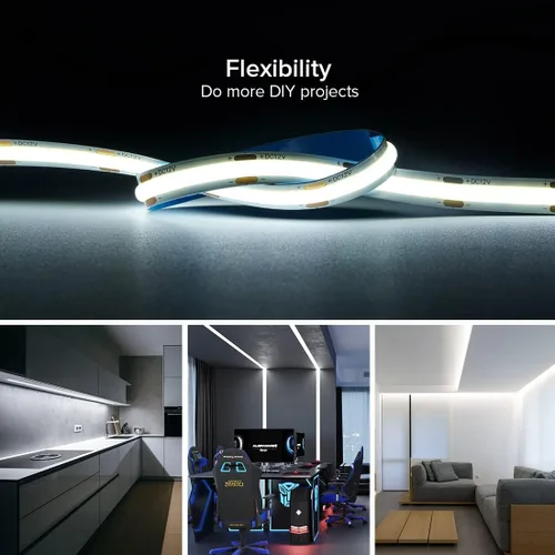 Miniatura 2 de Tira LED COB DC24V de 16.4 pies 6000K Blanco Frío 480LEDs Flexible de Alta Densidad Tira de Luz Uniforme Brillante 9W/m, CRI90+ Luz LED Regulable