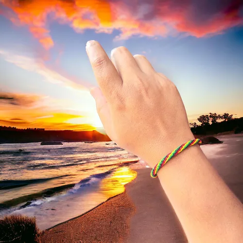 Miniatura 7 de Rasta - Pulsera hippie a cuadros, pulsera de cordón de raasta negra, pulsera de cuero y algodón trenzado Bob Marley