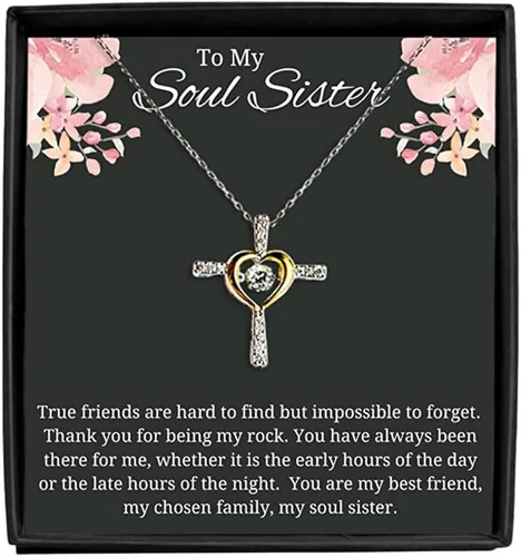 To My Soul Sister, hermoso collar de cruz, plata de ley 925, collar de regalo para mejor amiga, collares para mejor amiga, regalos para cuñada,