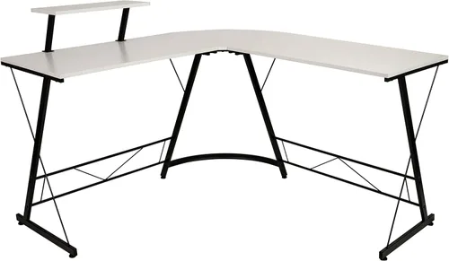 Miniatura 10 de Flash Furniture Ginny - Escritorio esquinero para juegos en forma de L para ahorrar espacio y estante para monitor, escritorio de computadora de 2