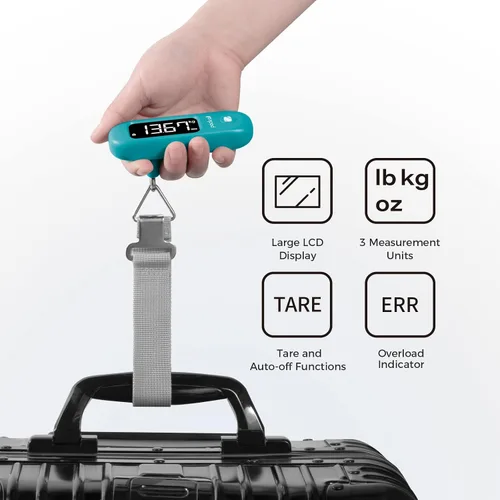 Miniatura 3 de pack all Báscula de equipaje de 110 libras, báscula digital de equipaje de mano, báscula de peso para maleta de viaje con pantalla LCD, batería