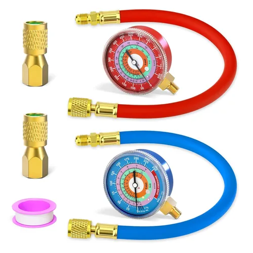 Miniatura 8 de MEANLIN MEASURE Medidor de presión de refrigeración, 1/8" NPT, 0-800Psi, 2-3/4" dial, R-404A, R-22, R-410A, grado F, con 1/4" NPT y 3/8" NPT buje