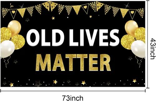 Miniatura 2 de Cartel de cumpleaños de Old Lives Matter para hombres, divertido cartel de cumpleaños negro dorado para adultos, suministros de fiesta de fondo, 30