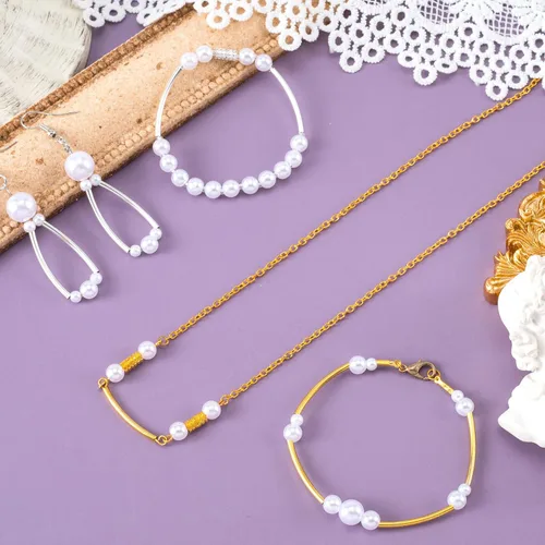 Miniatura 2 de PAGOW 300 cuentas de tubo, cuentas curvadas de fideos de 0.98 pulgadas, cuentas espaciadoras doradas y plateadas para hacer joyas, collares