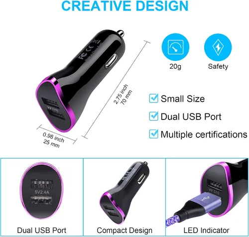 Miniatura 4 de Adaptador de cargador de coche, enchufe de pared con cable de carga tipo C para LG Stylo 6/5/4 G8 G7 G6 V60 V50 V40 V35 ThinQ, Samsung Galaxy S25