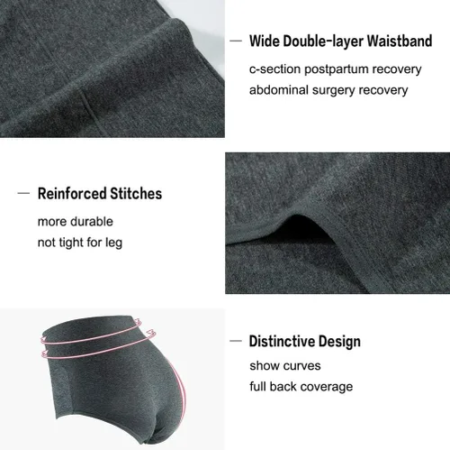 Miniatura 4 de INNERSY - Ropa interior de algodón para mujer, de talle alto, para posparto, paquete múltiple