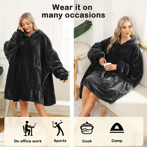Miniatura 6 de Kipswiza Blanket Hoodie - Wearable Blankets Oversized Cozy Flannel Sweatshirt Blanket as Gifts for Adult Women Men
