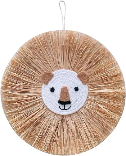 Tapiz para colgar en la pared con cabeza de animal, tejido a mano para colgar en la pared, decoración de pared de dibujos animados, león, tigre,