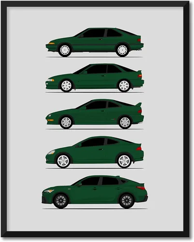 Miniatura 16 de Custom Car Posters Póster hecho a mano compatible con Acura Integra Evolution Generations e impresión de Acura Integra, multicolor, 8 x 10 pulgadas
