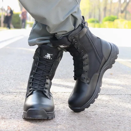 Miniatura 2 de Botas tácticas militares ligeras para hombres, duraderas YKK con cremallera lateral para policía, ejército, combate, selva, transpirables, cómodas