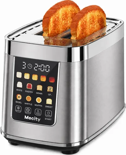 Miniatura 10 de Mecity Tostadora de 2 rebanadas con pantalla táctil y elevación automática, tostadora de acero inoxidable de tacto frío con 8 ajustes de pan, 5