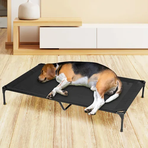 Miniatura 6 de Cama elevada para perros para exteriores, catre elevado grande con malla lavable, cuna refrescante para mascotas, a prueba de mordidas para Negro