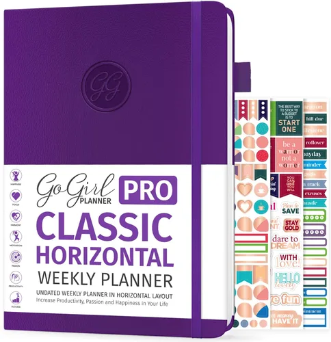 Miniatura 10 de GoGirl Planner Pro: Agenda semanal y organizador con diseño horizontal + páginas de seguimiento de presupuestos y gastos, diario de objetivos, sin