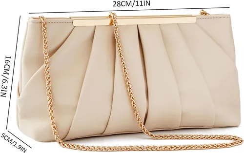 Miniatura 8 de Bolso de mano elegante plisado formal bolso de noche simple y elegante para mujer