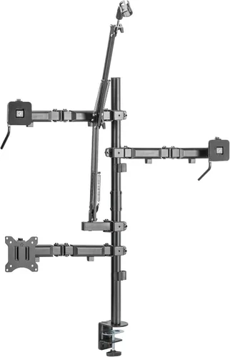Miniatura 2 de Mount-It! Soporte de escritorio de transmisión todo en uno – Configuración de 4 brazos para monitor, cámara, anillo de luz y micrófono – Equipo