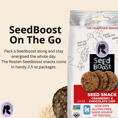 Miniatura 5 de ROSTEN SeedBoost - Galletas de semillas (paquete de 8) sabor a arándano y chispas de chocolate, veganas, sin OMG, sin gluten (2.5 onzas cada una)