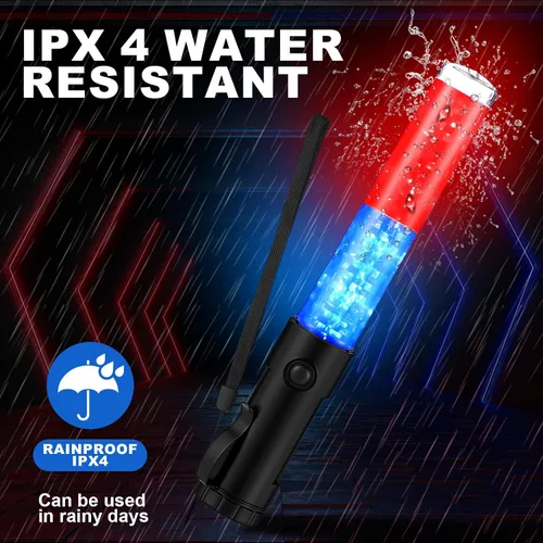 Miniatura 4 de Weewooday Paquete de 2 varitas de control de tráfico aéreo de seguridad de 11 pulgadas, varita LED de señal de tráfico linterna control de seguridad