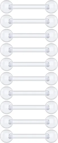 Miniatura 12 de Anillos de plástico para pezón – Anillos de lengua transparentes – Piercing hipoalergénico recto Bioflex