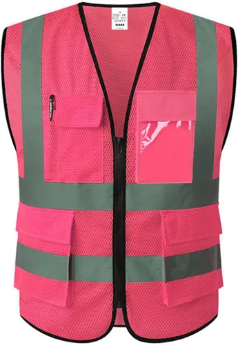 Miniatura 7 de XIAKE Chaleco de seguridad reflectante para hombres y mujeres, chaleco de alta visibilidad clase 2 con bolsillos, cumple con las normas ANSI Malla