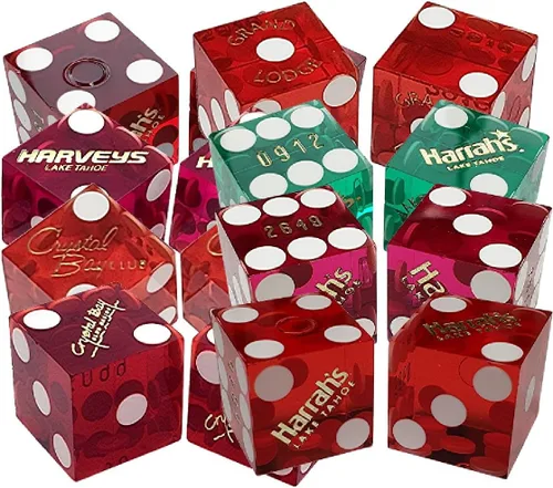 Miniatura 2 de Authentic Nevada Casino Dice Set 19mm Craps Dice (3 Pairs, 6 Dice) Table-Played Mixed Assortment Lake Tahoe Casinos