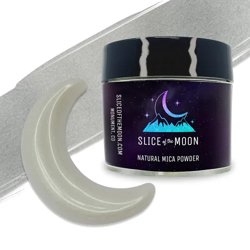 Slice of the Moon | Polvo de mica mineral natural verde iridiscente, 0.88 oz (25 g) | para uso personal o profesional - cosméticos, proyectos de