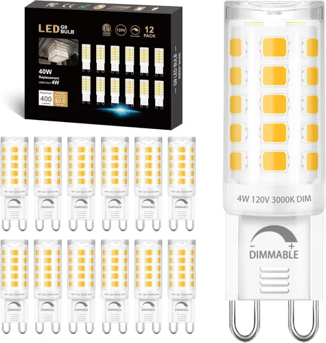 Miniatura 13 de Winshine - Paquete de 10 bombillas LED regulables de 2700 K blanco suave, 4 W (reemplazo de bombilla halógena de 40 W) con casquillo G9, forma T4