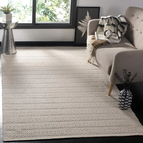Miniatura 23 de SAFAVIEH Colección Montauk - Alfombra decorativa de 3 x 5 pies, color marfil y negro, hecha a mano de algodón estilo bohemio rural, ideal para zonas