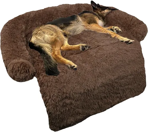 Miniatura 22 de Cama calmante para perro, tapete de felpa esponjoso para perros con protector de muebles con funda extraíble lavable para perros y gatos grandes