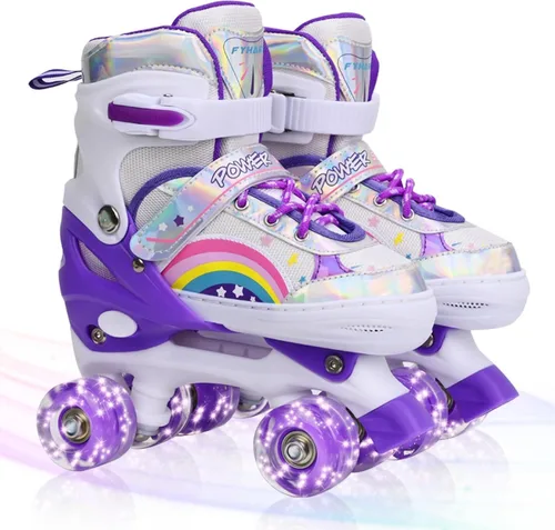 Miniatura 8 de Patines ajustables para niños pequeños y adultos, ruedas iluminadas, 4 tamaños Negro&blanco