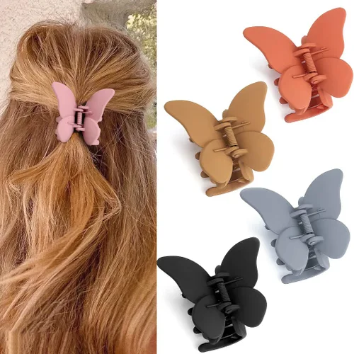 Miniatura 9 de Canitor Pinzas de mariposa para mujer, 3 piezas: pinzas para el cabello de mariposa para mujer, transparentes, perlas, cabello grueso y fino