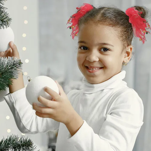 Miniatura 4 de Madison Tyler 2 lazos elásticos para el cabello de Navidad Coleteros de cinta roja transparente con cascabeles de Navidad Regalos de vacaciones