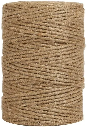 Tenn Well Cordel de yute, 328 pies 0.091 in 6 capas cuerda de jardín natural, cuerda de yute resistente para manualidades, envoltura de regalos,