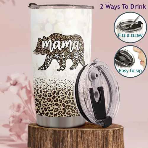 Miniatura 7 de Macorner Día de la Madre, regalos de cumpleaños para mamá, nana de hija e hijo, regalos de Navidad para mujeres y abuelas, vaso de oso de acero