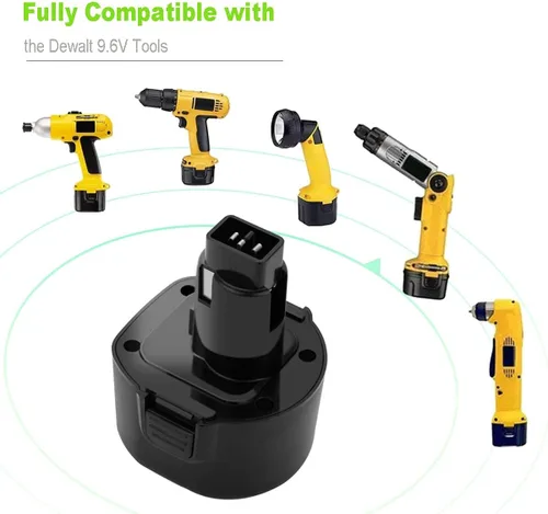 Miniatura 5 de Joiry Paquete de 2 baterías Ni-MH de repuesto de 9.6 V 3000 mAh con mayor seguridad y mayor tiempo de funcionamiento, compatible con Dewalt DE9061