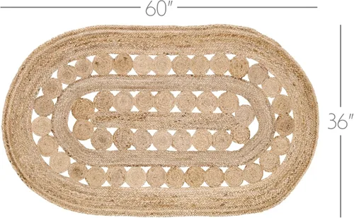 Miniatura 3 de VHC Brands 10713 - Alfombra ovalada de yute para cabina de té, Tela