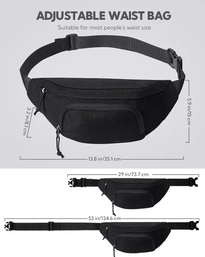 Miniatura 3 de WATERFLY Cangurera cruzada grande bolsa de cintura delgada, bolsa deportiva para mujer y hombre, mochila de viaje a la moda, para correr, caminar