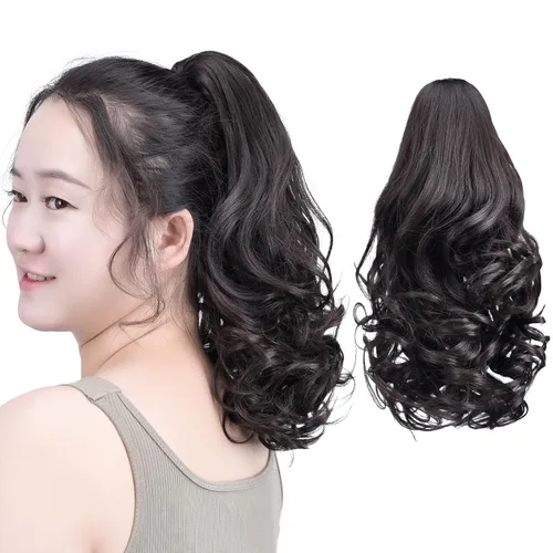 Miniatura 40 de SYXLCYGG Auburn Clip Cola de caballo Clip Cola de caballo Extensión de cola de caballo ondulado 10 pulgadas 3.5 oz pelo sintético falso pieza