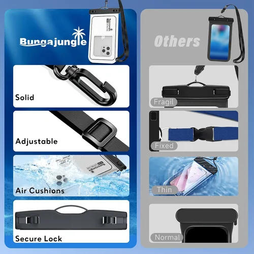 Miniatura 3 de Bolsa impermeable para teléfono – Paquete de 2 fundas flotantes impermeables IP68, bolsa seca para crucero en la playa 2026 con cordón ajustable