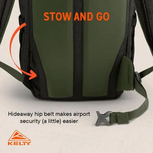 Miniatura 7 de Kelty Mochilas para viajeros Redwing, paquete de viaje para viajes de aventura Oliva quemada y negro
