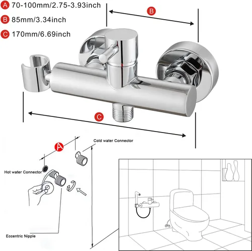 Miniatura 3 de Pulverizador de bidé de mano para bidé de agua caliente, pulverizador de mano Shattaf Accesorio de baño para inodoro con válvula mezcladora de latón