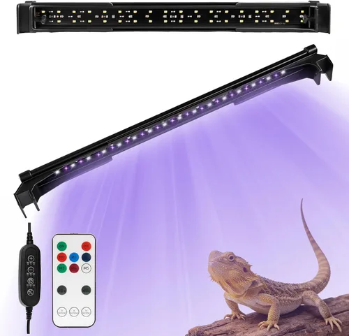 Lámpara LED UVA UVB para reptiles, 12.0/10.0/5.0 UVB para reptiles de dragón barbudo, con 4 modos UV, atenuación de 10 niveles 6500K y temporizador
