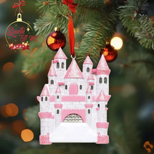 Miniatura 4 de Santa Tell Me Adorno de Navidad de castillo de princesa 2025, decoración personalizada para árbol, regalo personalizado para niñas, hija, niño