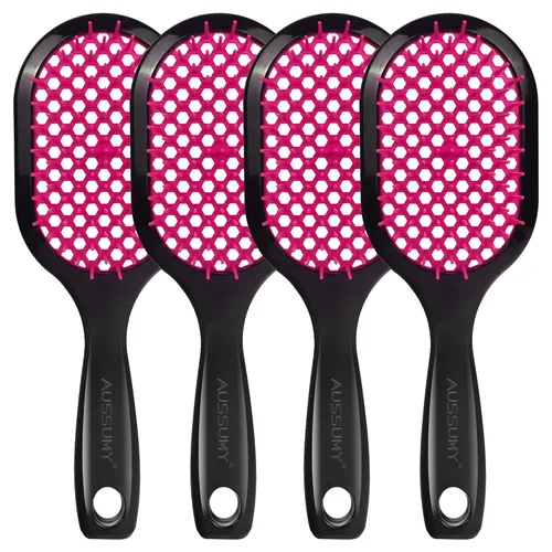 Miniatura 19 de Paquete de 4 cepillos de cabello desenredante ventilados – Cepillo desenredante con cerdas suaves para sin esfuerzo – Ideal para cabello húmedo seco