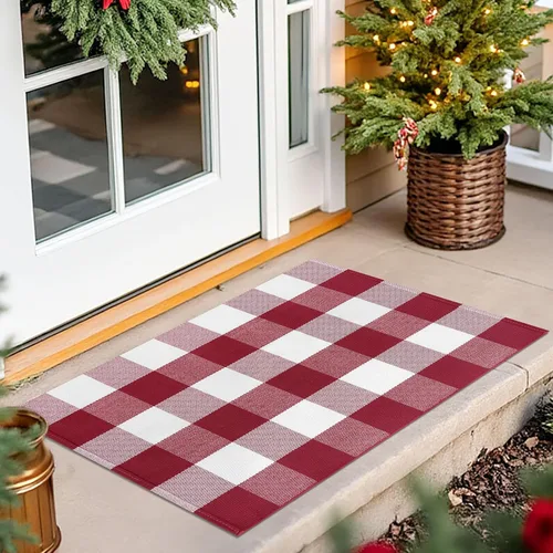 Miniatura 46 de IOHOUZE Alfombra Rayada Gris y Blanca - 27.5" X 43" Tapetes para Puerta Delantera al Aire Libre, Alfombra Lavable para Decoración de Porche