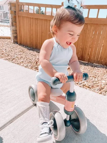 Miniatura 2 de BEKILOLE Bicicleta de equilibrio para bebés para niñas de 1 año, bicicleta de equilibrio para niños de 12 a 24 meses, 4 ruedas silenciosas, juguetes