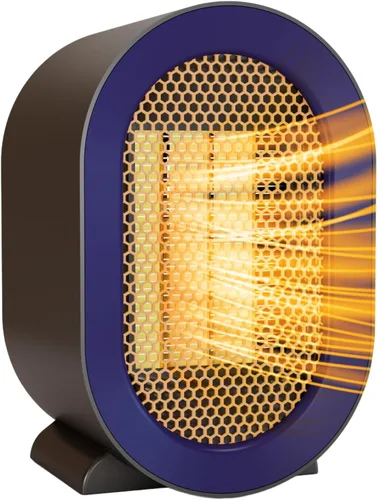 Calentador eléctrico portátil, calentador de cerámica PTC morado mate con termostato para calentamiento rápido, ideal para uso silencioso y seguro