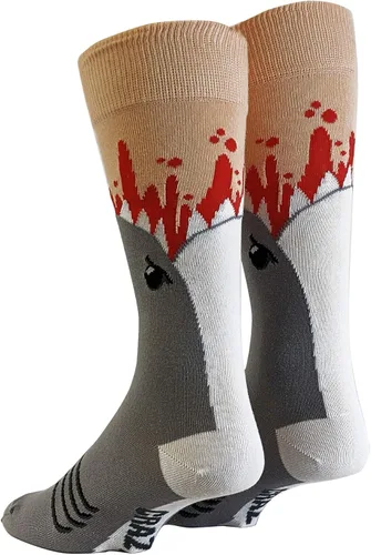 Miniatura 3 de Crazy Dog T-Shirts Calcetines de ataque de tiburón para hombre, divertidos gráficos de mordida de mandíbulas con patrón divertido, regalo de broma