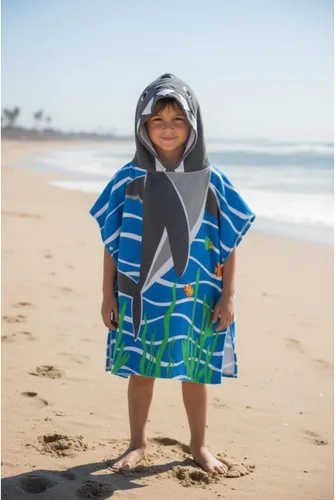 Miniatura 16 de Toalla de playa absorbente con capucha para niños y niñas, toalla de baño de microfibra con broches laterales (unicornio, 4-5)
