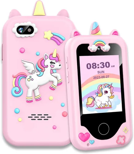Nikuku Teléfono para niños para niñas, teléfono inteligente para niños pequeños, regalo de cumpleaños de Navidad de 3, 4, 5, 6, 7, 8, 9, para niños,