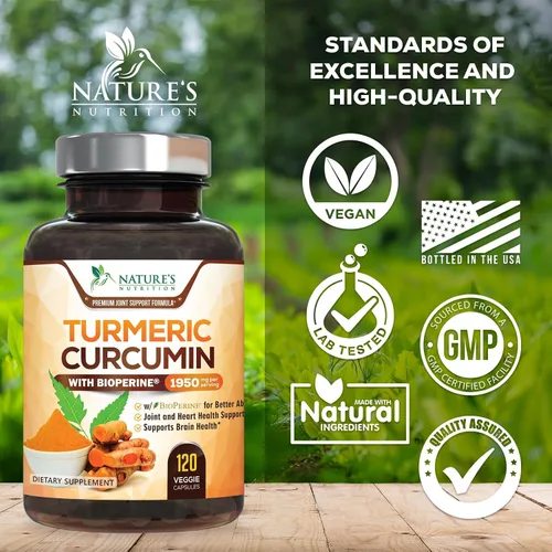 Miniatura 4 de Suplemento de curcumina de cúrcuma – 95% de curcuminoides con cúrcuma orgánica y pimienta negra BioPerina para una mejor absorción, apoyo diario